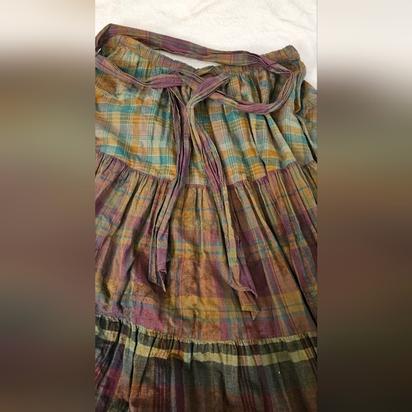 Plaid Multicolor Madras Maxi Skirt, By Bonnie Strauss, Size LG, - Picture 3 of 4